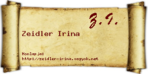 Zeidler Irina névjegykártya
